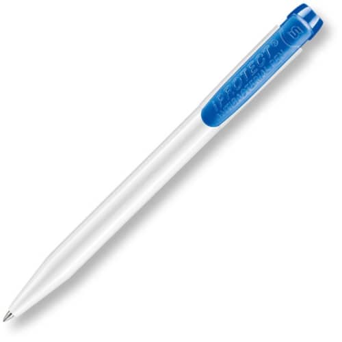 Custom I-Protect Pen from Hainenko in White/Light Blue can be branded by Total Merchandise.