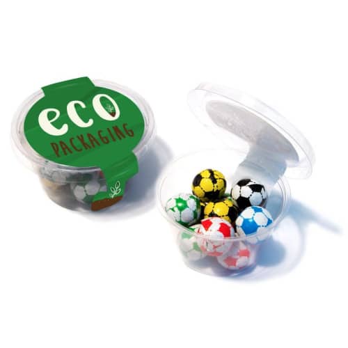 Promotional Eco Maxi Pot Chocolate Footballs from Total Merchandise