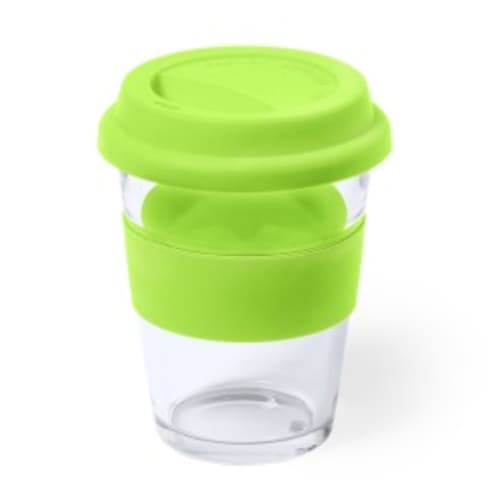 Promotional Maya Glass Travel Cup in lime green from Total Merchandise