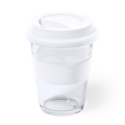 Promotional Maya Glass Travel Cup in white from Total Merchandise