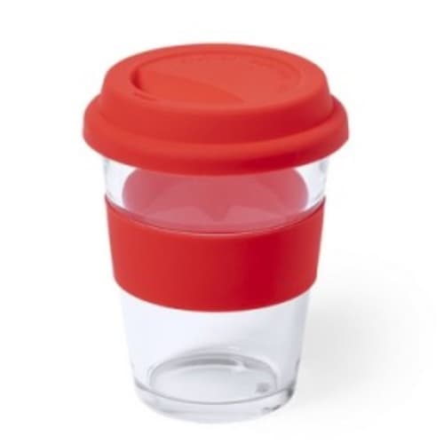 Promotional Maya Glass Travel Cup in red from Total Merchandise