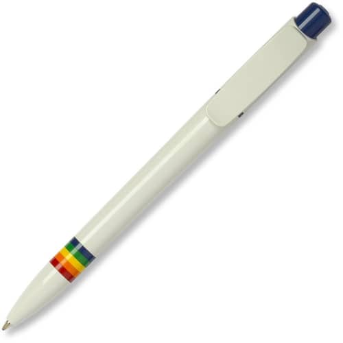 Bespoke Tropic FT Pen with dark blue pusher is logo-printed by Total Merchandise to boost your brand