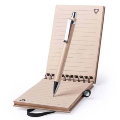 Inside view of our Bamboo Notepad and Pen from Total Merchandise