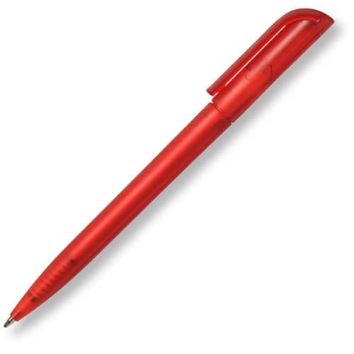 Business Convention Espace Frost Pen from Hainenko in red is print-labeled by Total Merchandise.