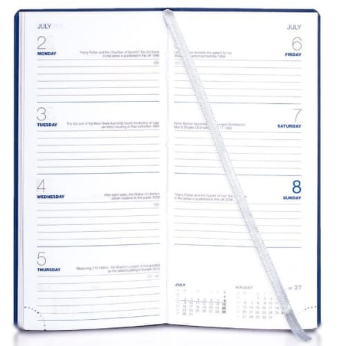 page layout of our custom branded Rio Pocket Weekly Diary from Total Merchandise