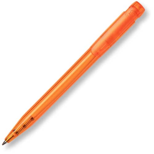 Trade Conference Pier Transparent Pens in Orange are branded by Total Merchandise to show your logo.