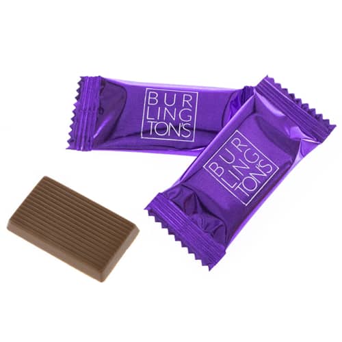 Promotional Petit Chocolates in Purple with custom print on packet by Total Merchandise