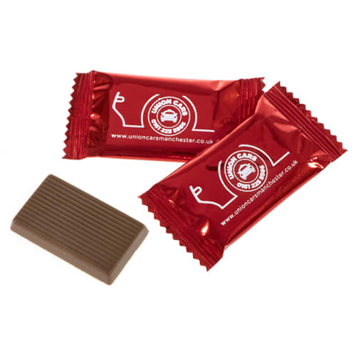 Branded Petit Chocolates in Red with custom printed logo design by Total Merchandise