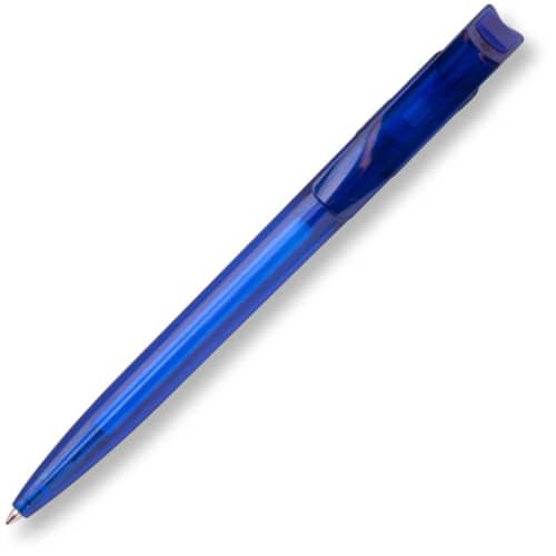 Promotional Innovation Transparent Pens from Hainenko in Dark Blue are branded by Total Merchandise.