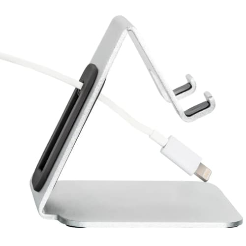 Corporate Silver Mobile Phone Stand from Reflects UK is engraved by Total Merchandise.