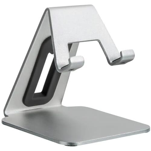 Custom Silver Mobile Phone Stand from Reflects UK is branded by Total Merchandise to show your logo.