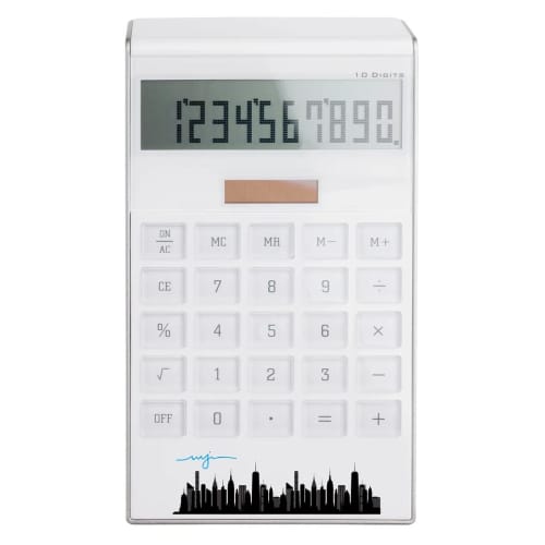 Tradeshow White Solar Calculator from Reflects is branded by Total Merchandise to promote your logo.