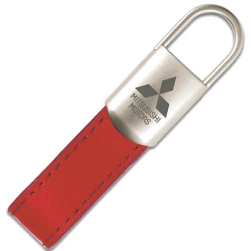 Branded Tulsa Padlock Leather Keyfobs in red from Total Merchandise