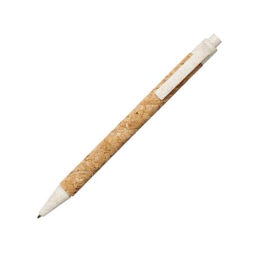 Logo Branded Midar Cork and Wheat Straw Ballpen in Natural/Cream from Total Merchandise