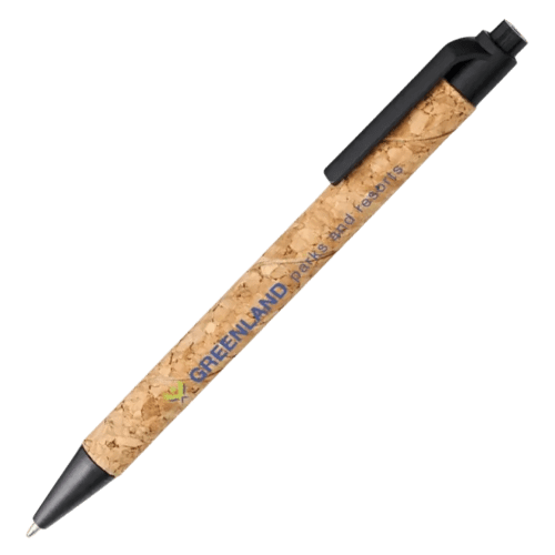 Personalisable Midar Cork and Wheat Straw Ballpen in Natural/Solid Black from Total Merchandise