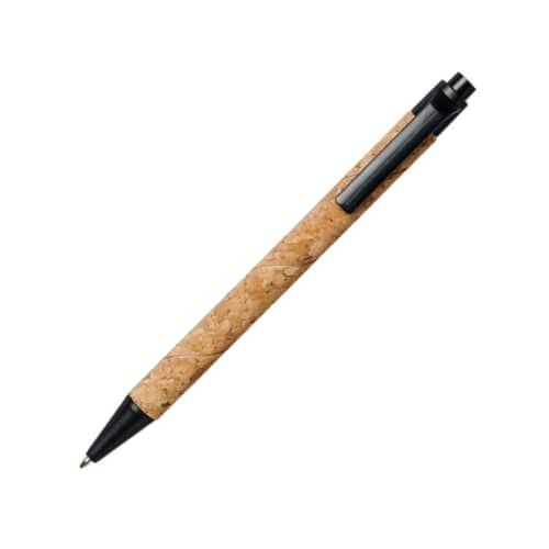 Personalisable Midar Cork and Wheat Straw Ballpen in Natural/Solid Black from Total Merchandise