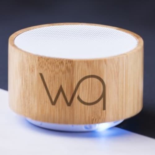 Custom branded Bamboo Bluetooth Speaker from Total Merchandise