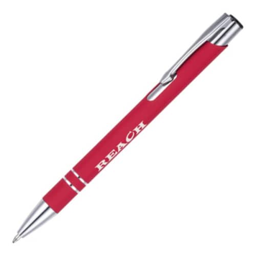 Logo Branded Beck Soft Feel Metal Ballpens in Red from Total Merchandise