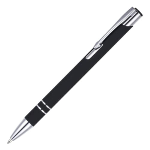 Logo Printed Beck Soft Feel Metal Ballpens in Black from Total Merchandise