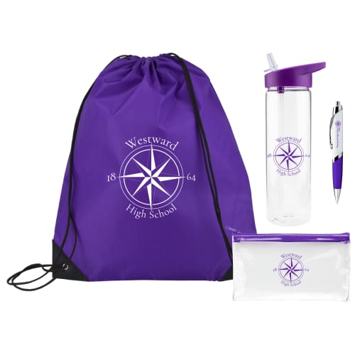 UK Branded Back to School Sets in Purple Printed by Total Merchandise