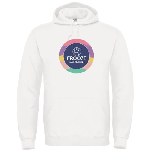 Promotional white B&C Hooded Sweatshirts from Total Merchandise