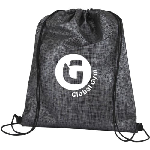 Custom printed black Checker Non-Woven Sports Bag from Total Merchandise