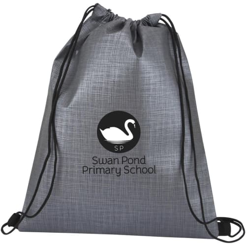 Logo branded grey Checker Non-Woven Sports Bag from Total Merchandise