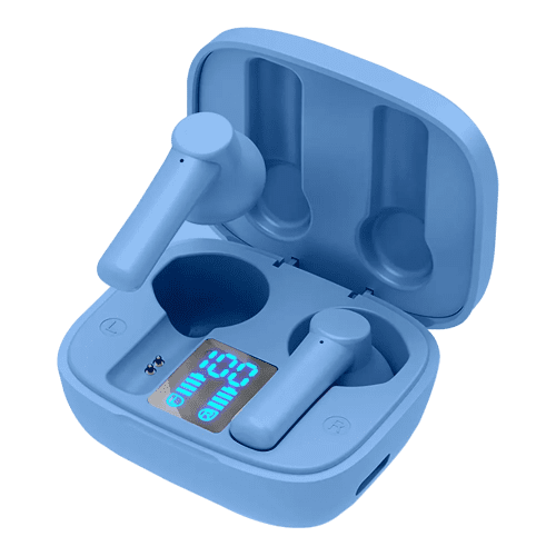 Business Digital Ear Buds in Blue are customised by Total Merchandise in 1-2 spot colour printing.