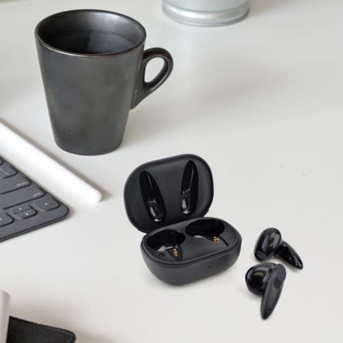 Printed Small Wireless Earbuds are branded by Total Merchandise in full or 1-2 spot colour print.