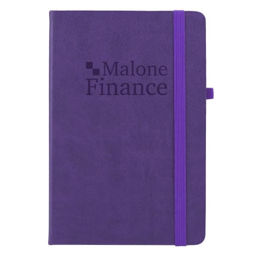 Logo printed Purple notebook from the Calista Executive Notebook & Pen Set from Total Merchandise