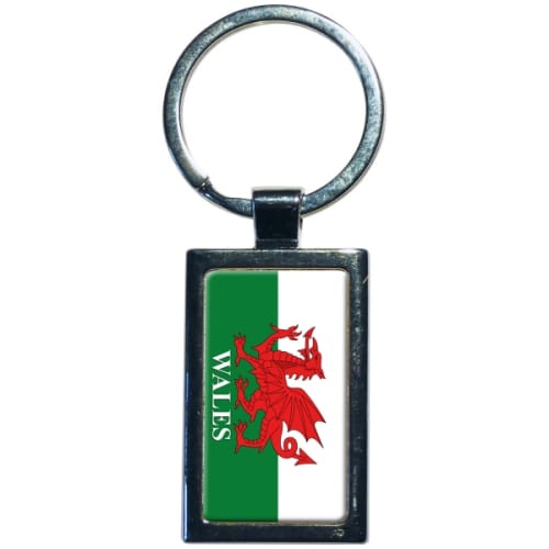 Promotional Rectangular Alloy Injection Keyring with an example of a logo from Total Merchandise