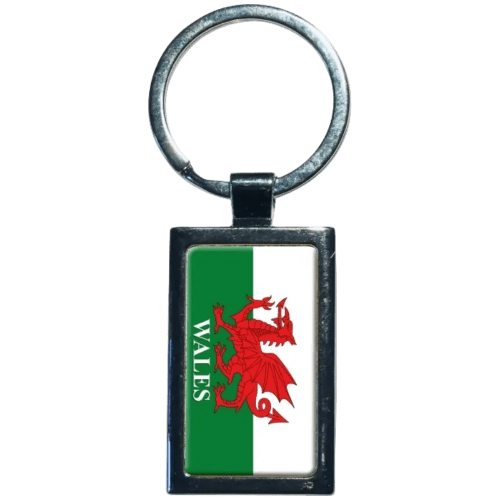 Promotional Rectangular Alloy Injection Keyring with an example of a logo from Total Merchandise