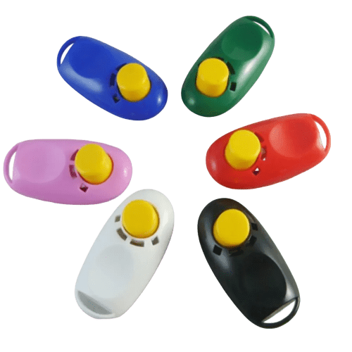 Selection of colours the dog clicker is available in from Total Merchandise