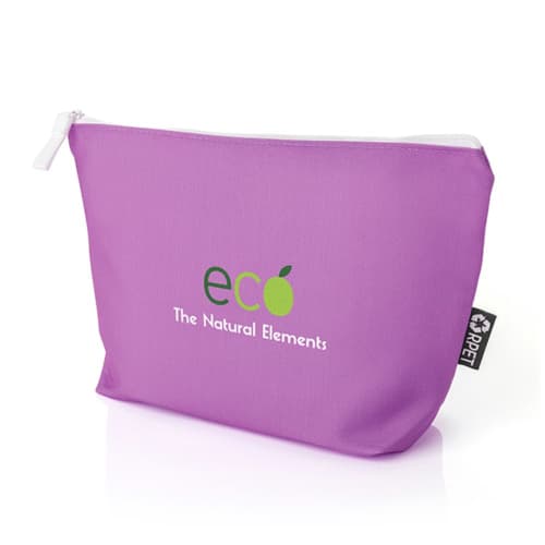 Promotional purple Toiletry Bag from Recycled Bottles with printed logo from Total Merchandise