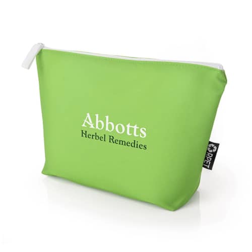 Logo printed green Toiletry Bag from Recycled Bottles with printed logo from Total Merchandise