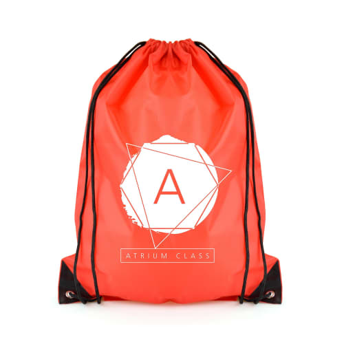 Business Recycled Drawstring Backpacks are spot colour printed to show your logo.