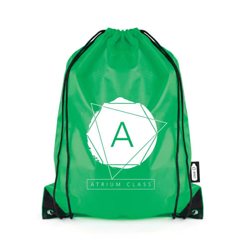 Customisable Recycled rPET Drawstring Backpacks in Green from Total Merchandise