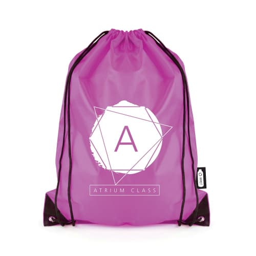 Personalisable Recycled rPET Drawstring Backpacks in Purple from Total Merchandise