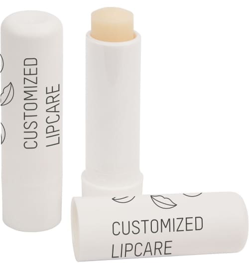 Promotional White Recycled Container Lip Balm Stick image with the lid off from Total Merchandise