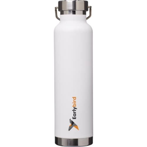 Logo Branded Thor 650ml Copper Vacuum Insulated Bottle in White from Total Merchandise