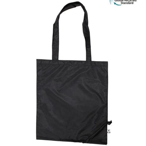 Custom Branded Black Recycled Polyester Foldable Bag from Total Merchandise