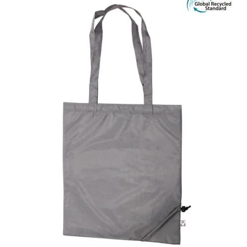 Custom Printed Grey Recycled Polyester Foldable Bag from Total Merchandise