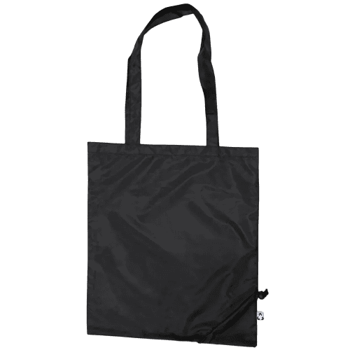 Custom Branded Black Recycled Polyester Foldable Bag from Total Merchandise