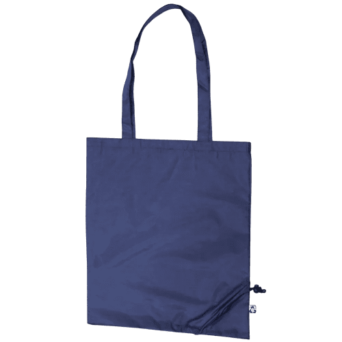 Logo Printed Navy Recycled Polyester Foldable Bag from Total Merchandise