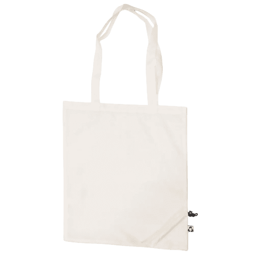 Logo Branded White Recycled Polyester Foldable Bag from Total Merchandise
