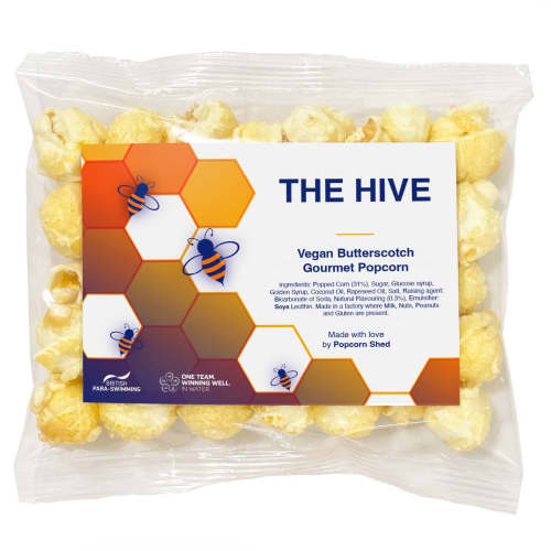 Personalised Small Popcorn Bag with Sticker printed in full colour by Total Merchandise