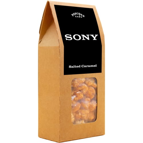 Personalised Small Popcorn Shed with Sticker with company logo design by Total Merchandise