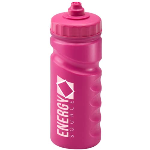 Logo printed Finger Grip Sports Bottles in pink from Total Merchandise