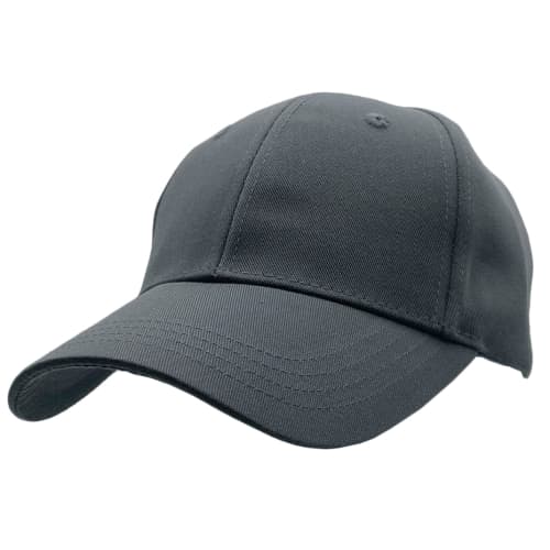 Branded Recycled Polyester Caps in Grey with 6 panels and silver metal adjuster by Total Merchandise