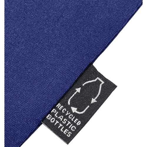 Information that the bag is made from recycled plastic bottles from Total Merchandise